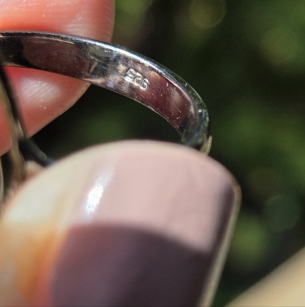 Yellow Quartz Natural HUGE 15K Sterling & Rhodium Ring Sz8 - Picture 9 of 9